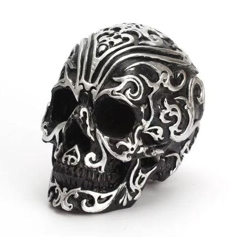 Statua di teschio messicano in bianco e nero 12 cm