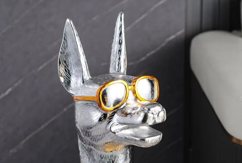 Tavolino in argento statua Dobermann 75 cm