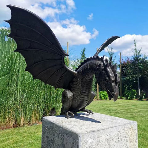 Statua di drago in resina per esterni - compatibile con la fontana - 30 cm