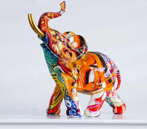 Statua elefante pop art in resina 17 cm