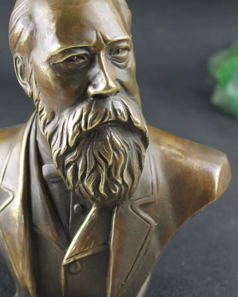 Statua busto Friedrich Engels in ottone 16 cm