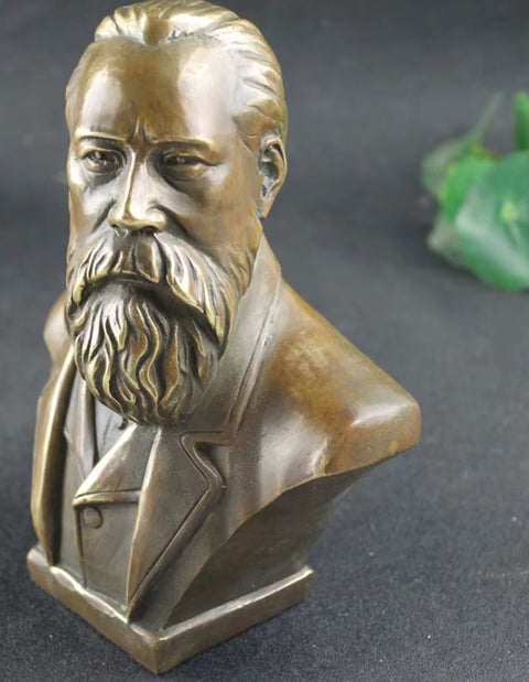 Statua busto Friedrich Engels in ottone 16 cm