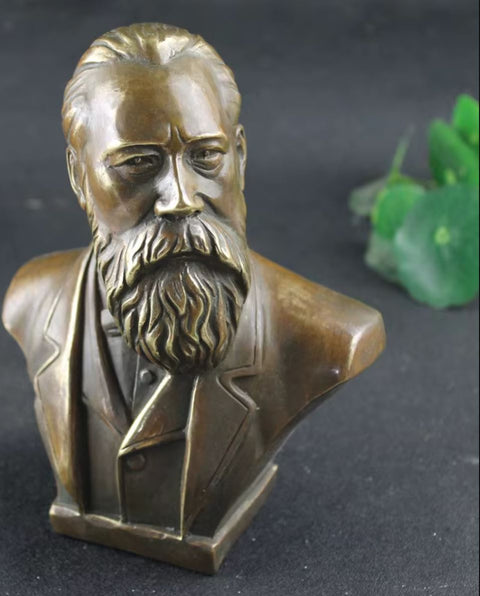 Statua busto Friedrich Engels in ottone 16 cm