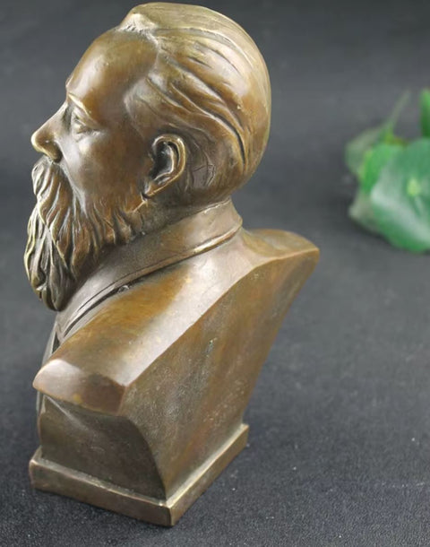 Statua busto Friedrich Engels in ottone 16 cm