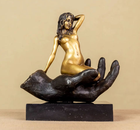 Nudo femminile in bronzo su base di marmo 22 cm