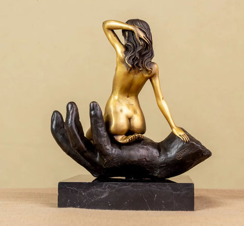 Nudo femminile in bronzo su base di marmo 22 cm