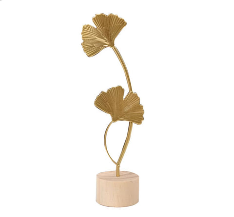 Statua Foglie Scandinave in Metallo Dorato 20 cm