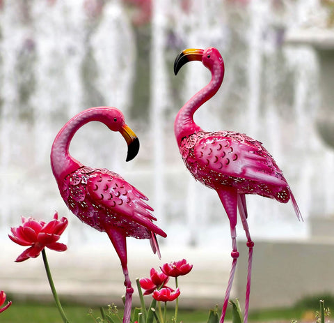 Statue di fenicotteri rosa per esterni / giardino - (set di 2) - 80 cm