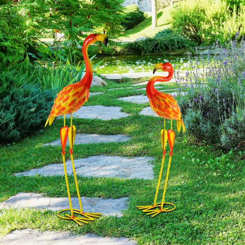 Statue di fenicotteri rosa per esterni / giardino - (set di 2) - 70 cm