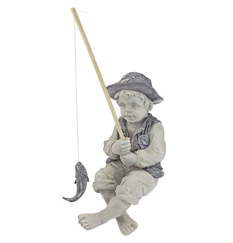Statua di un ragazzo pescatore per esterni 15 cm