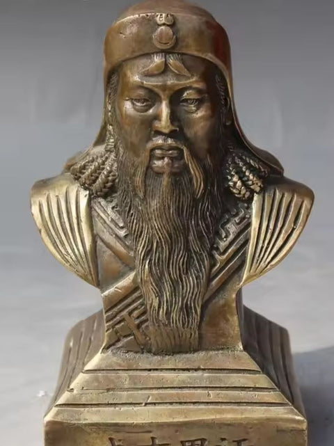Statua busto Gengis Khan in ottone 13 cm