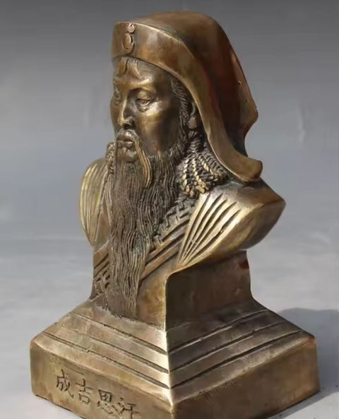 Statua busto Gengis Khan in ottone 13 cm