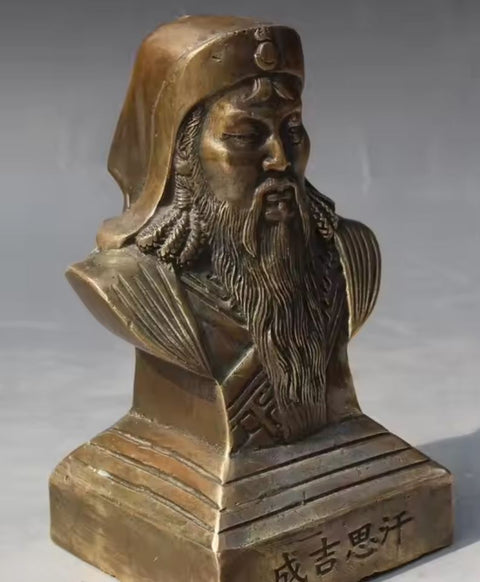 Statua busto Gengis Khan in ottone 13 cm
