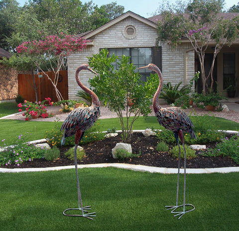 Statue di airone in metallo per esterni / giardino (set di 2) - 120 cm
