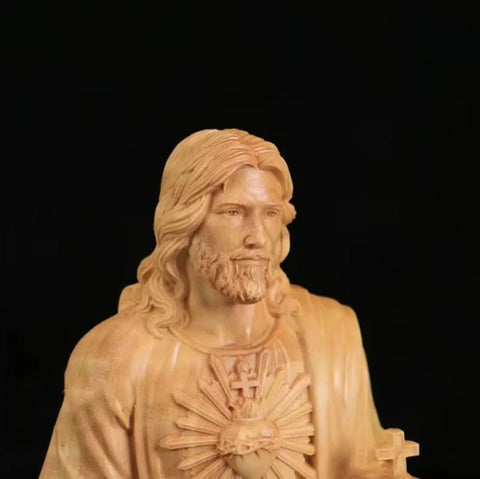 Statua Gesù Cristo in legno massello 20 cm