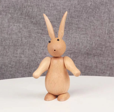 Statua di coniglio in legno in stile nordico 15 cm