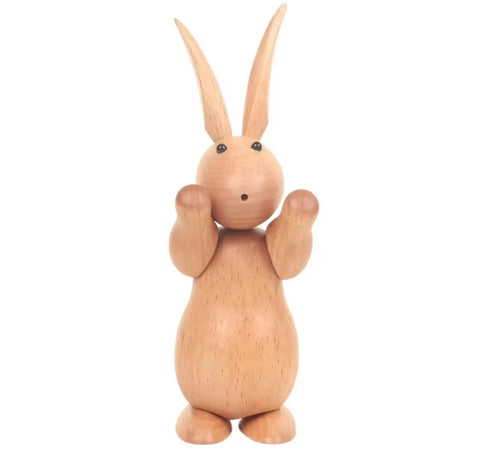 Statua di coniglio in legno in stile nordico 15 cm