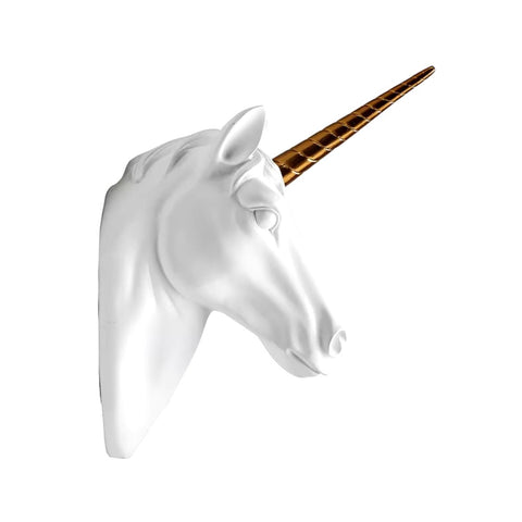 Statua da parete con testa di unicorno 33 cm