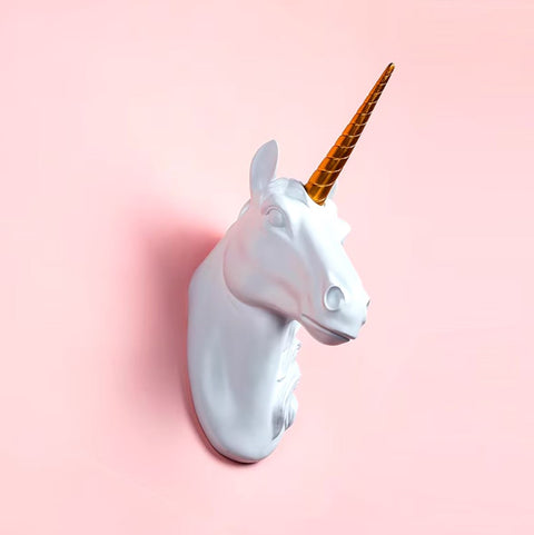 Statua da parete con testa di unicorno 33 cm