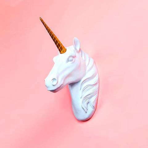 Statua da parete con testa di unicorno 33 cm
