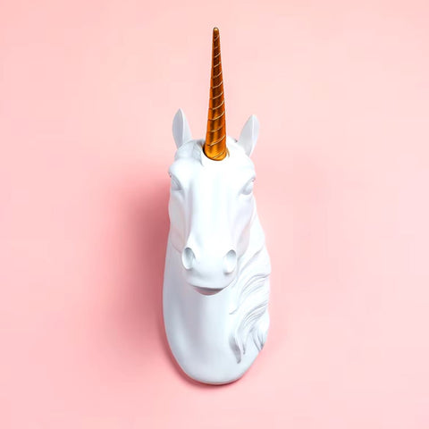 Statua da parete con testa di unicorno 33 cm