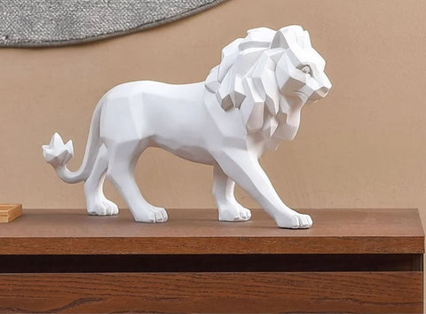 Statua di leone in piedi origami bianco 27 ​​cm