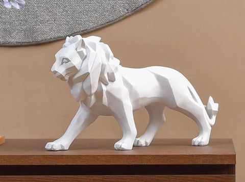 Statua di leone in piedi origami bianco 27 ​​cm