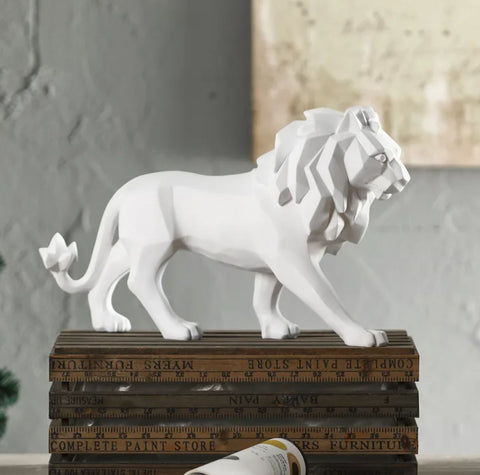 Statua di leone in piedi origami bianco 27 ​​cm