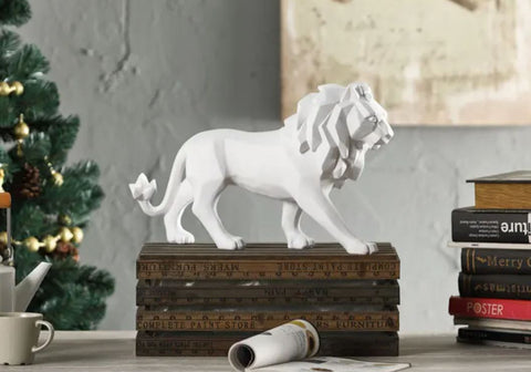 Statua di leone in piedi origami bianco 27 ​​cm