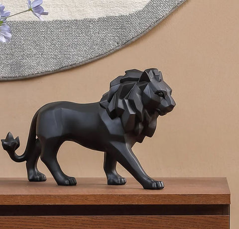 Statua di leone in piedi origami nero 27 cm