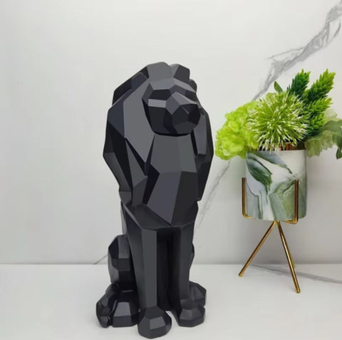 Statua di leone origami nero 26 cm