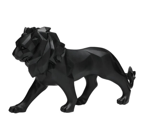 Statua di leone in piedi origami nero 27 cm