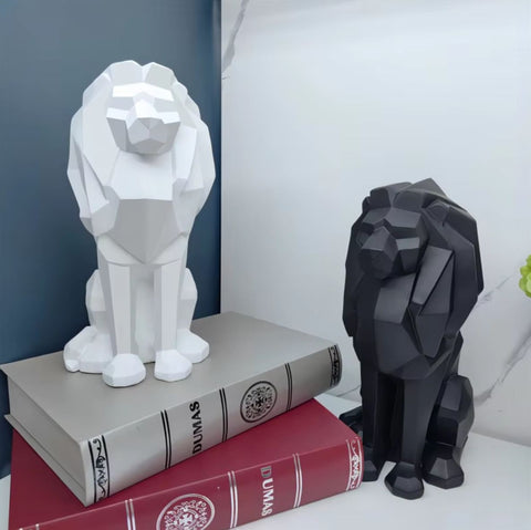 Statua di leone origami nero 26 cm