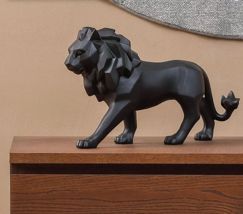 Statua di leone in piedi origami nero 27 cm