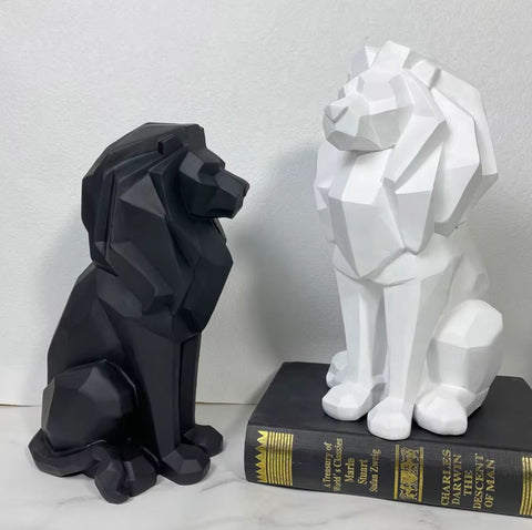 Statua di leone origami nero 26 cm