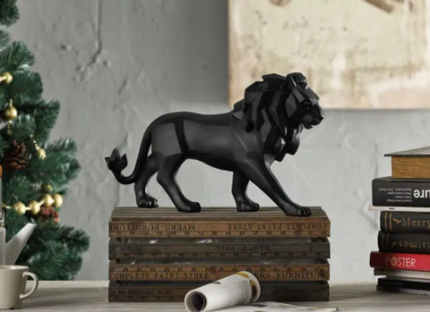 Statua di leone in piedi origami nero 27 cm