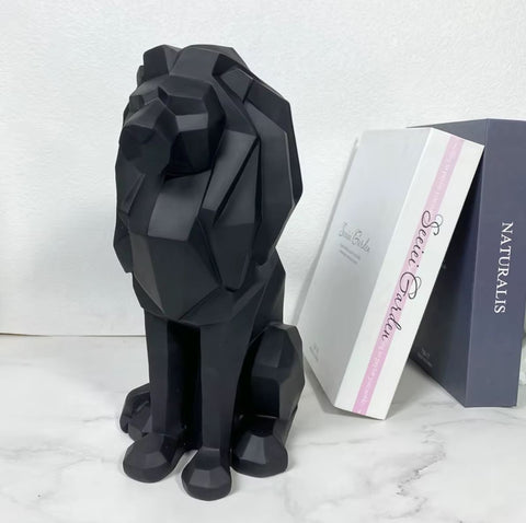 Statua di leone origami nero 26 cm