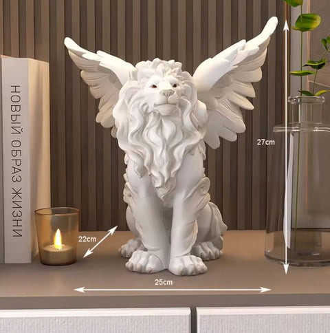 Statua leone alato bianco 27 ​​cm