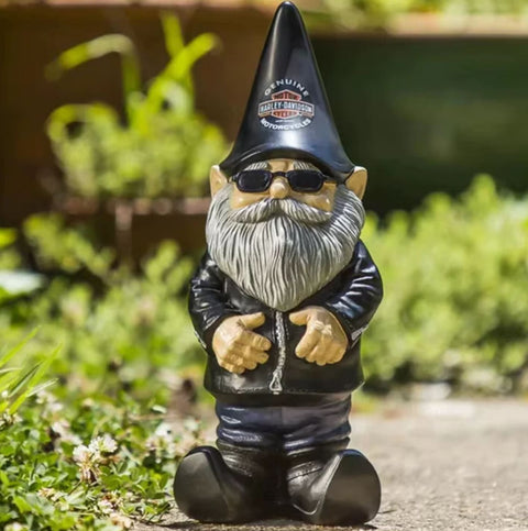 Statua di gnomo da giardino motociclista di 15 cm