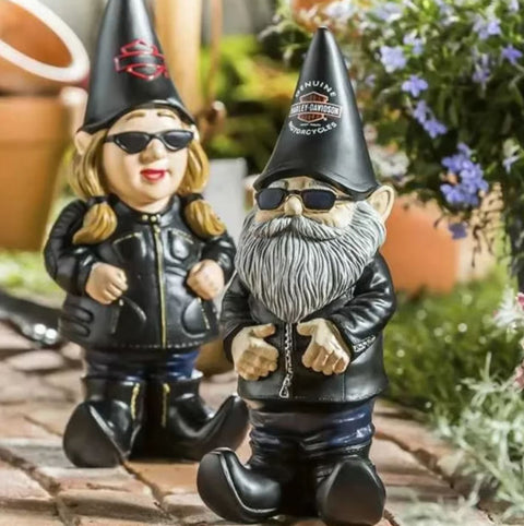 Statua di gnomo da giardino motociclista di 15 cm