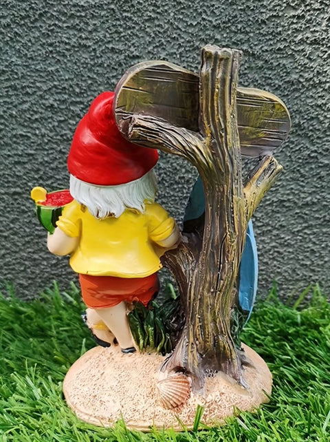 Statua di gnomo da giardino surfista 14 cm
