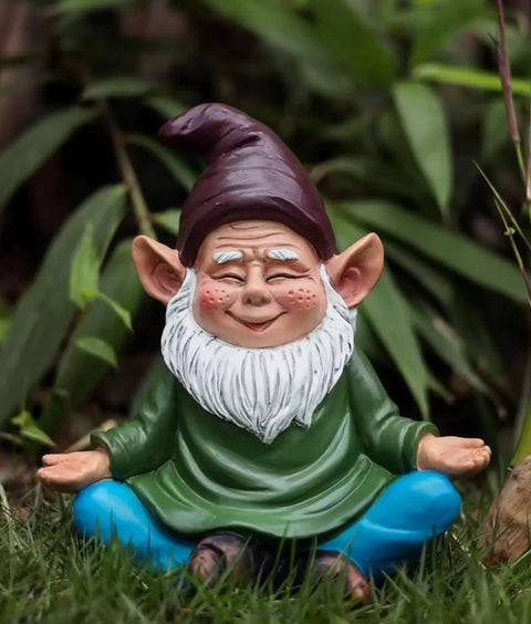 Statua di gnomo da giardino da meditazione 15 cm