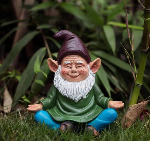 Statua di gnomo da giardino da meditazione 15 cm