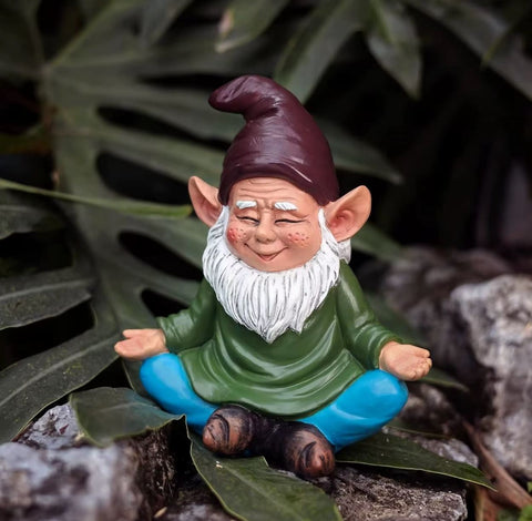 Statua di gnomo da giardino da meditazione 15 cm