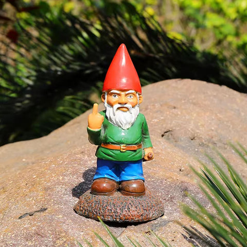 Statua di gnomo da giardino "dito medio" 15 cm