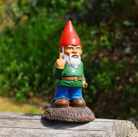 Statua di gnomo da giardino "dito medio" 15 cm