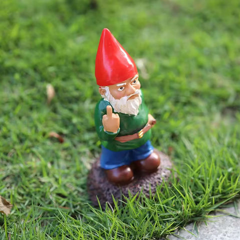 Statua di gnomo da giardino "dito medio" 15 cm