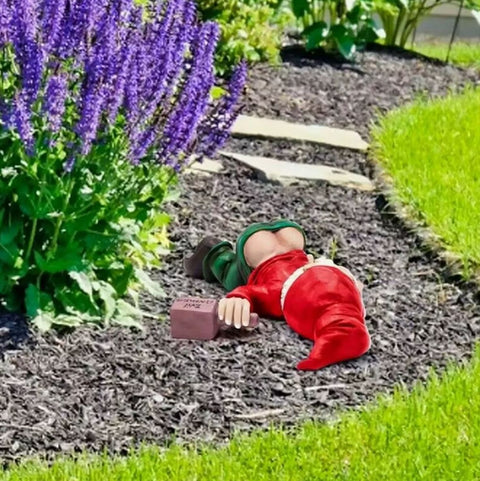 Statua di gnomo da giardino ubriaco 12 cm