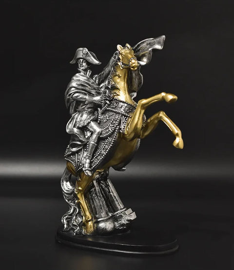 Statua di Napoleone su cavallo d'argento 28 cm
