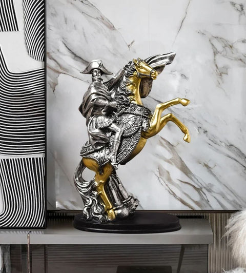 Statua di Napoleone su cavallo d'argento 28 cm